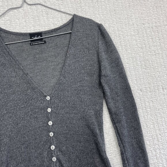 Out From Under Urban Outfitters Gray Ribbed Long Sleeve Henley Top Small - Picture 4 of 11